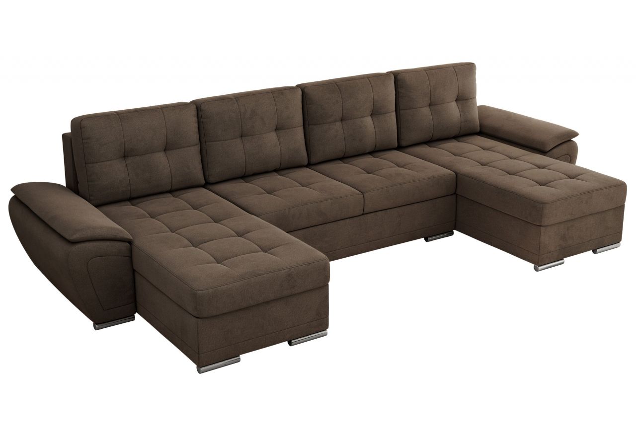 Narożnik UMBRIA U - uniwersalny - brązowy, welwet