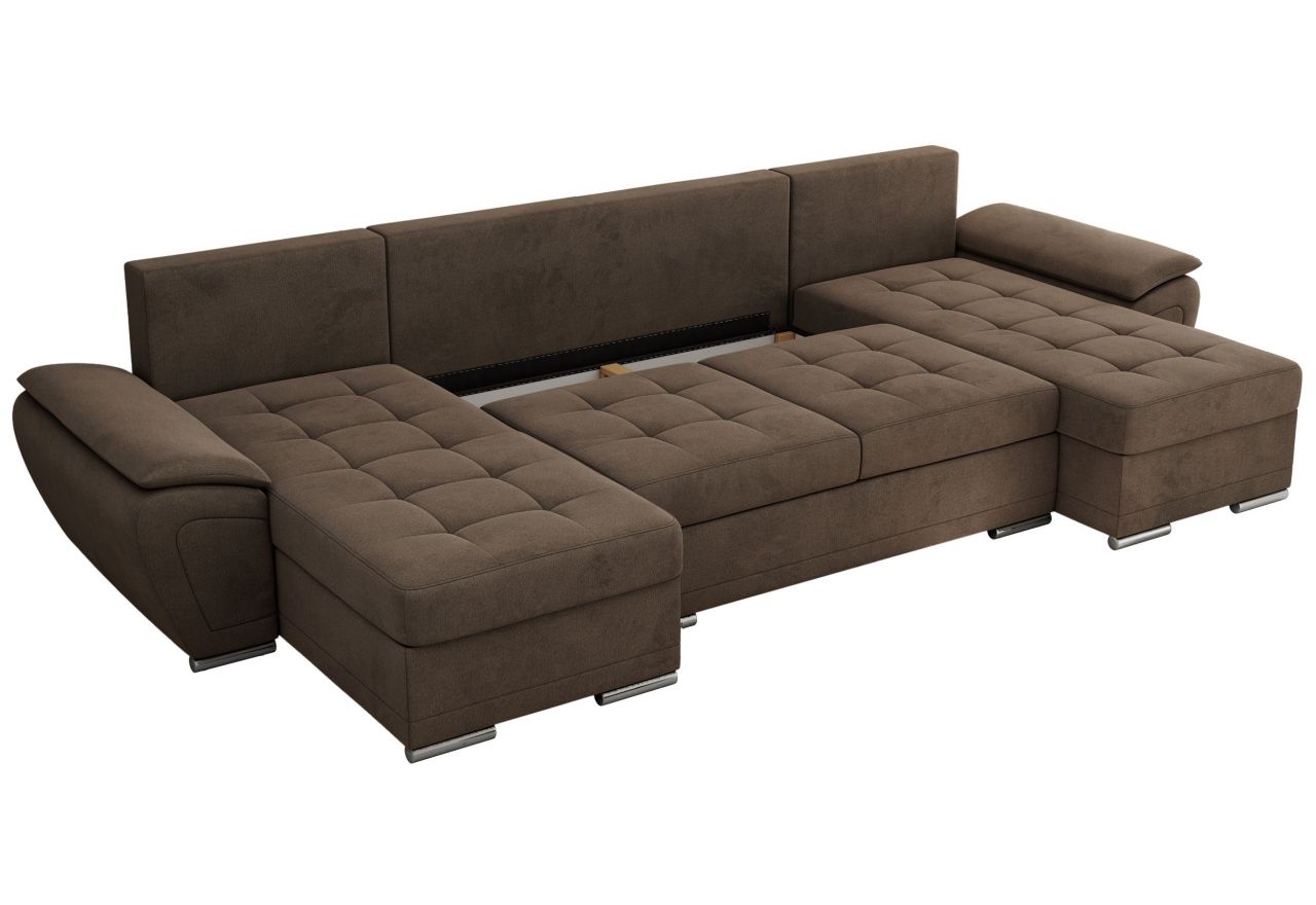 Narożnik UMBRIA U - uniwersalny - brązowy, welwet