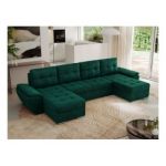 Narożnik UMBRIA U - uniwersalny - ciemnozielony, welwet