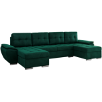 Narożnik UMBRIA U - uniwersalny - ciemnozielony, welwet