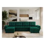 Narożnik UMBRIA U - uniwersalny - ciemnozielony, welwet