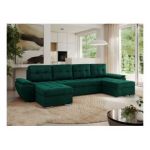 Narożnik UMBRIA U - uniwersalny - ciemnozielony, welwet