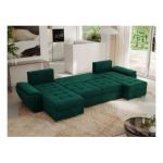 Narożnik UMBRIA U - uniwersalny - ciemnozielony, welwet
