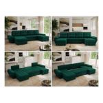 Narożnik UMBRIA U - uniwersalny - ciemnozielony, welwet