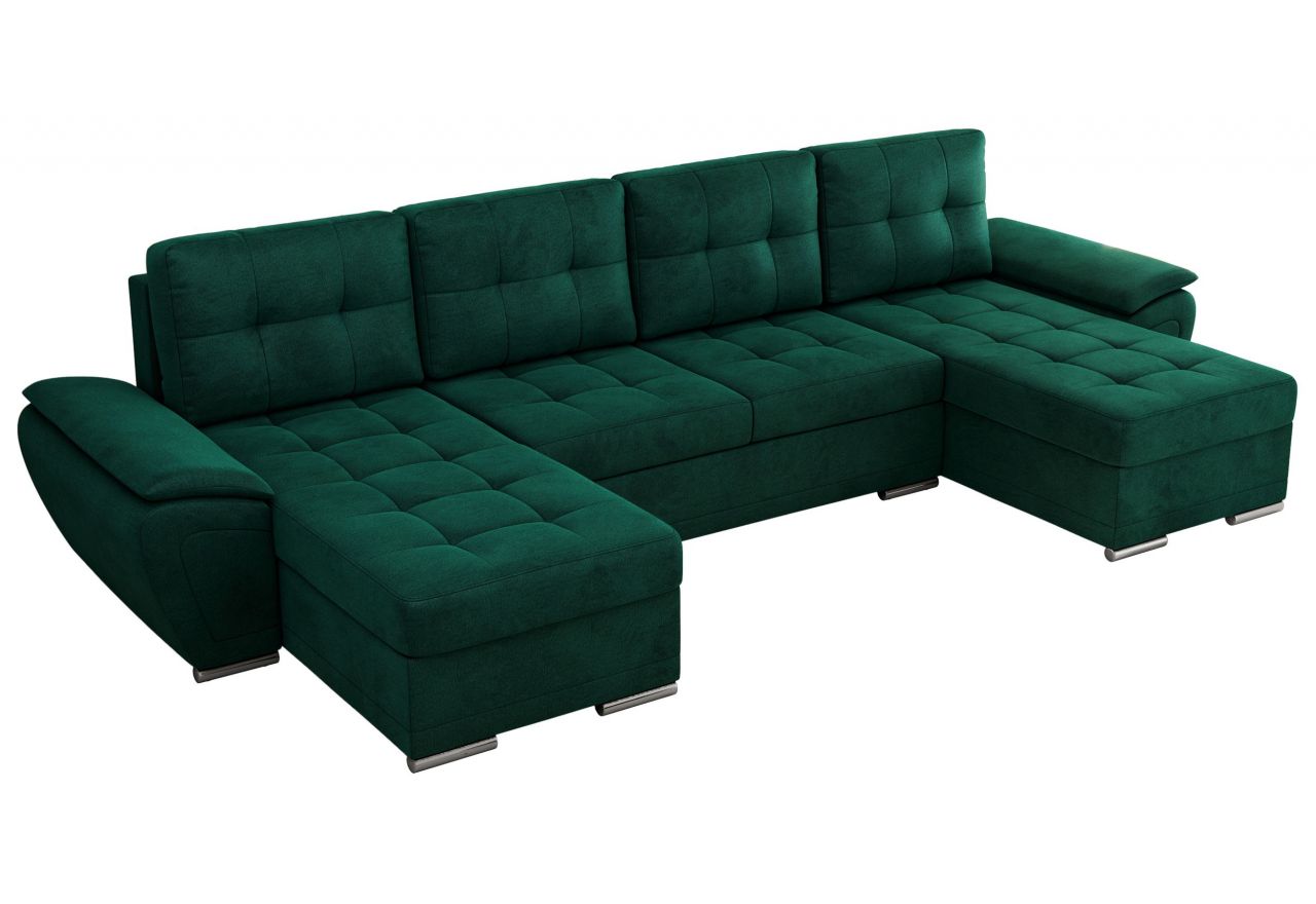 Narożnik UMBRIA U - uniwersalny - ciemnozielony, welwet
