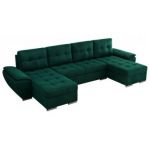 Narożnik UMBRIA U - uniwersalny - ciemnozielony, welwet