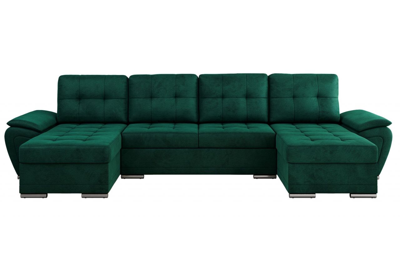 Narożnik UMBRIA U - uniwersalny - ciemnozielony, welwet