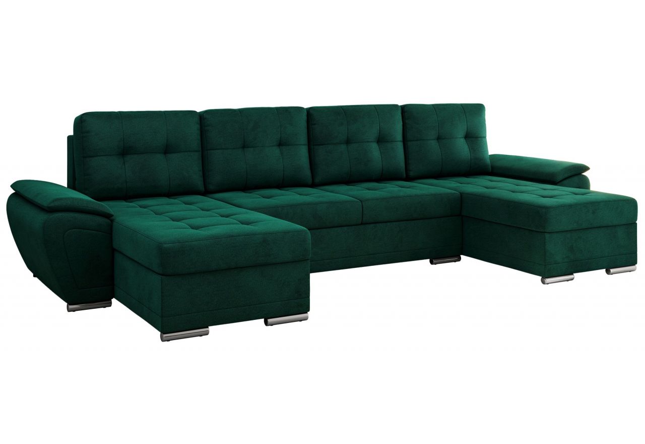 Narożnik UMBRIA U - uniwersalny - ciemnozielony, welwet