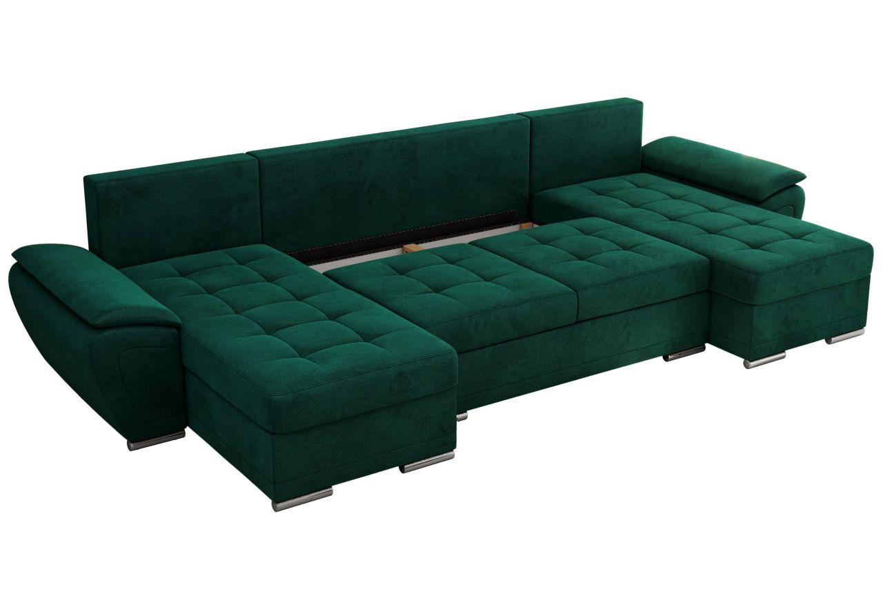 Narożnik UMBRIA U - uniwersalny - ciemnozielony, welwet