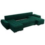 Narożnik UMBRIA U - uniwersalny - ciemnozielony, welwet