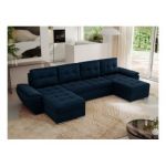 Narożnik UMBRIA U - uniwersalny - ciemnoniebieski, welwet