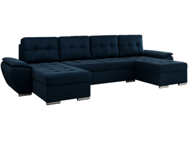 Narożnik UMBRIA U - uniwersalny - ciemnoniebieski, welwet