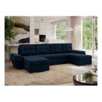 Narożnik UMBRIA U - uniwersalny - ciemnoniebieski, welwet