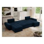 Narożnik UMBRIA U - uniwersalny - ciemnoniebieski, welwet