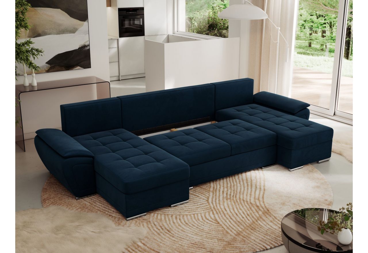 Narożnik UMBRIA U - uniwersalny - ciemnoniebieski, welwet