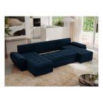 Narożnik UMBRIA U - uniwersalny - ciemnoniebieski, welwet