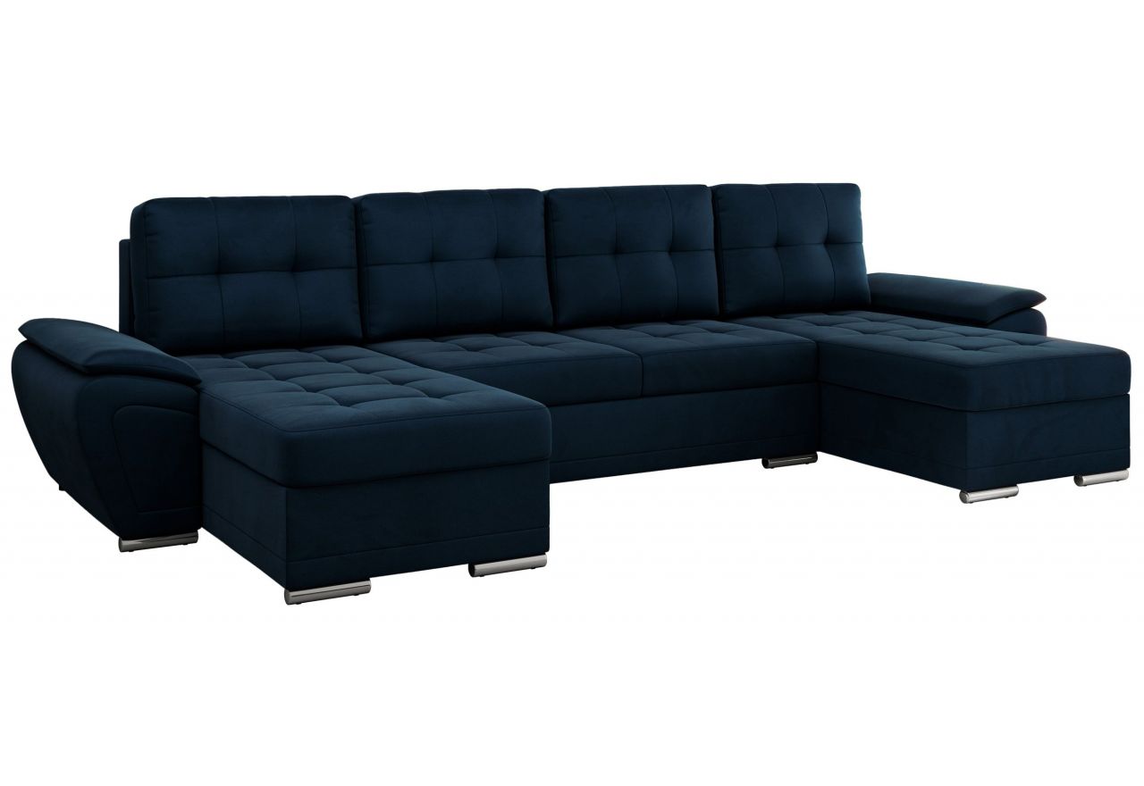 Narożnik UMBRIA U - uniwersalny - ciemnoniebieski, welwet