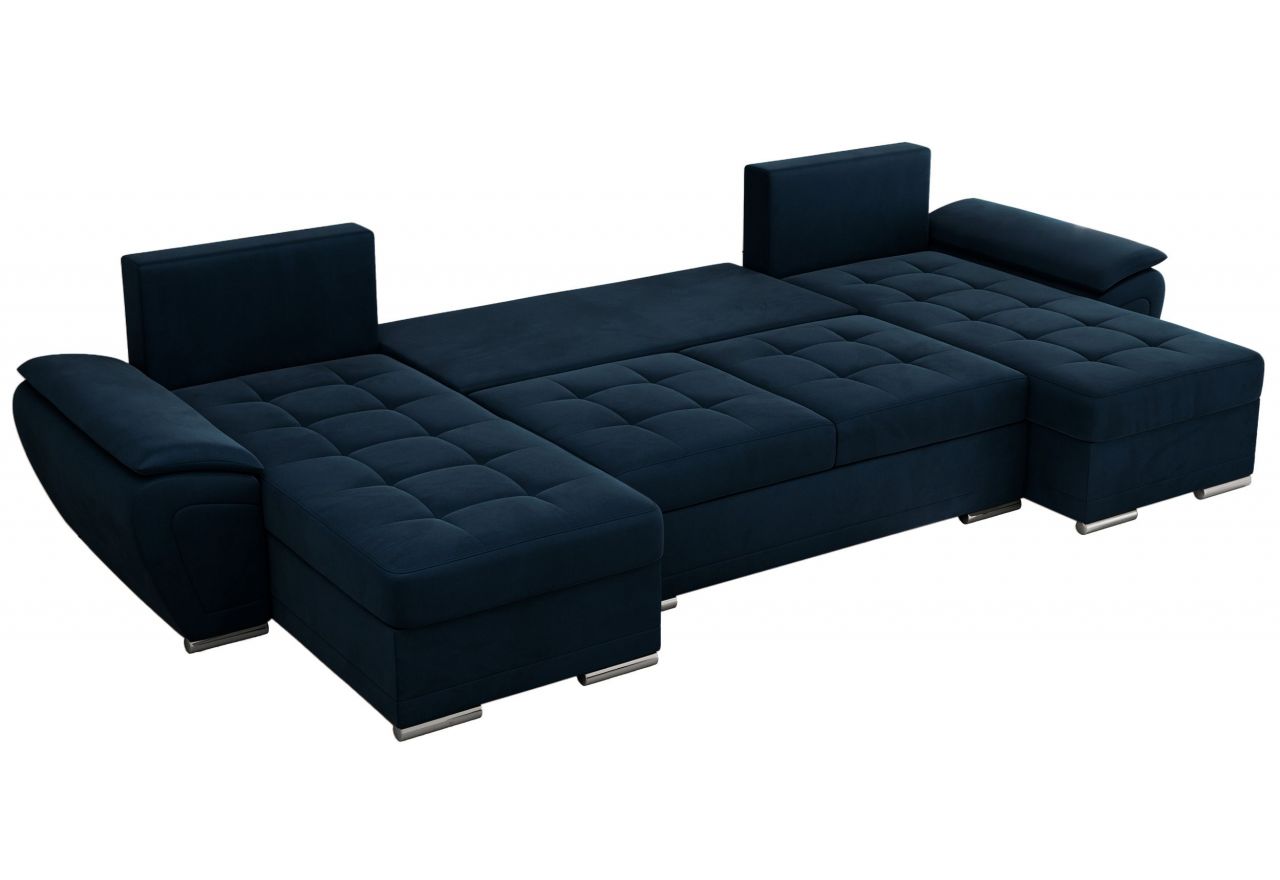 Narożnik UMBRIA U - uniwersalny - ciemnoniebieski, welwet