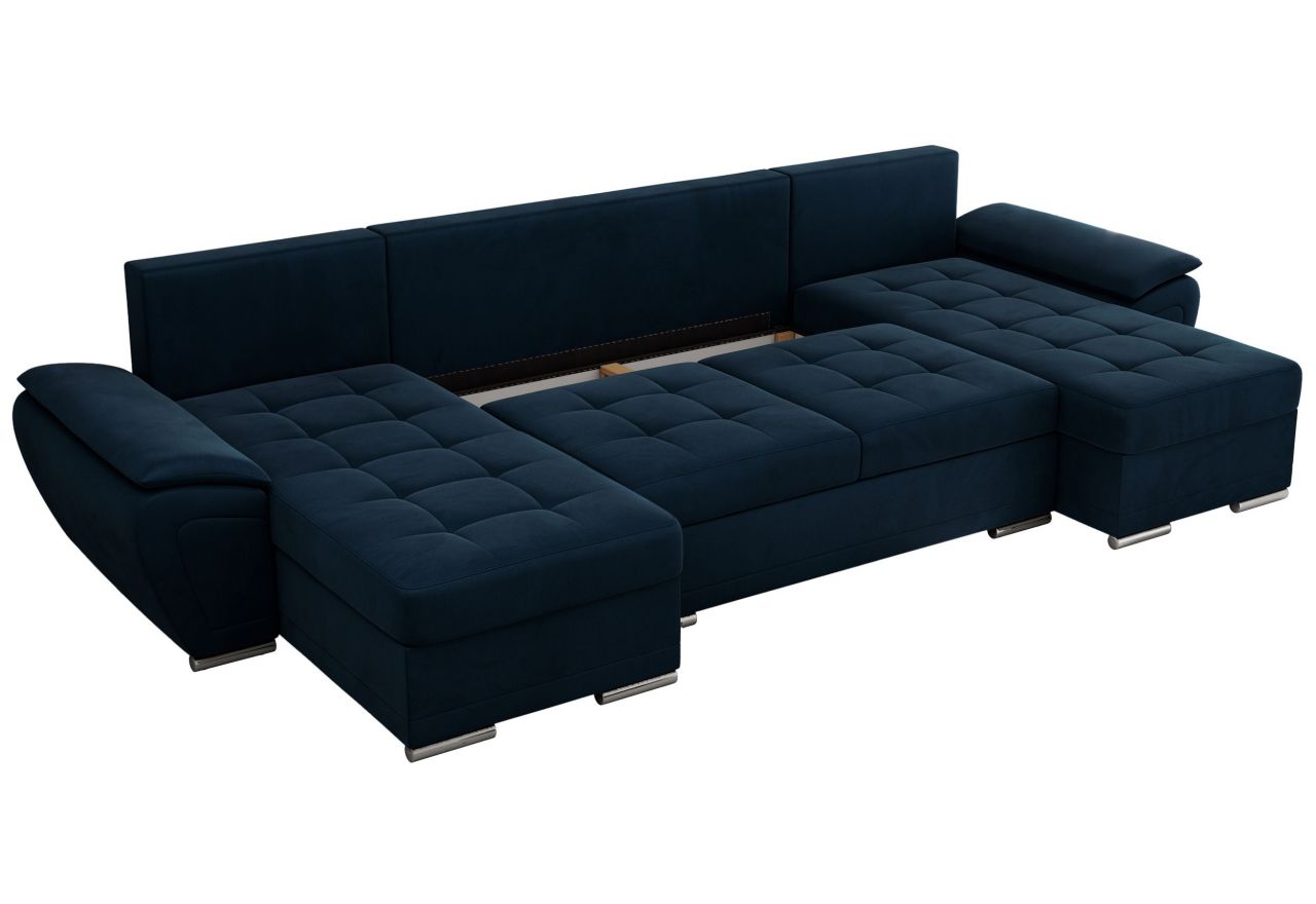 Narożnik UMBRIA U - uniwersalny - ciemnoniebieski, welwet