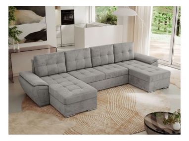 Narożnik UMBRIA U - uniwersalny - jasnoszary, welwet