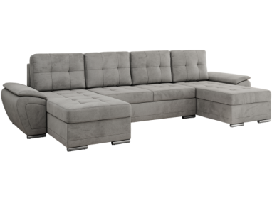 Narożnik UMBRIA U - uniwersalny - jasnoszary, welwet