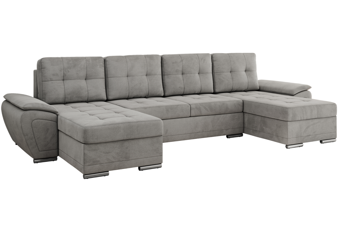 Narożnik UMBRIA U - uniwersalny - jasnoszary, welwet