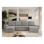 Narożnik UMBRIA U - uniwersalny - jasnoszary, welwet