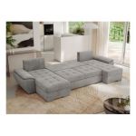 Narożnik UMBRIA U - uniwersalny - jasnoszary, welwet