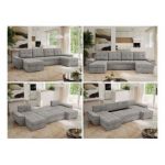 Narożnik UMBRIA U - uniwersalny - jasnoszary, welwet