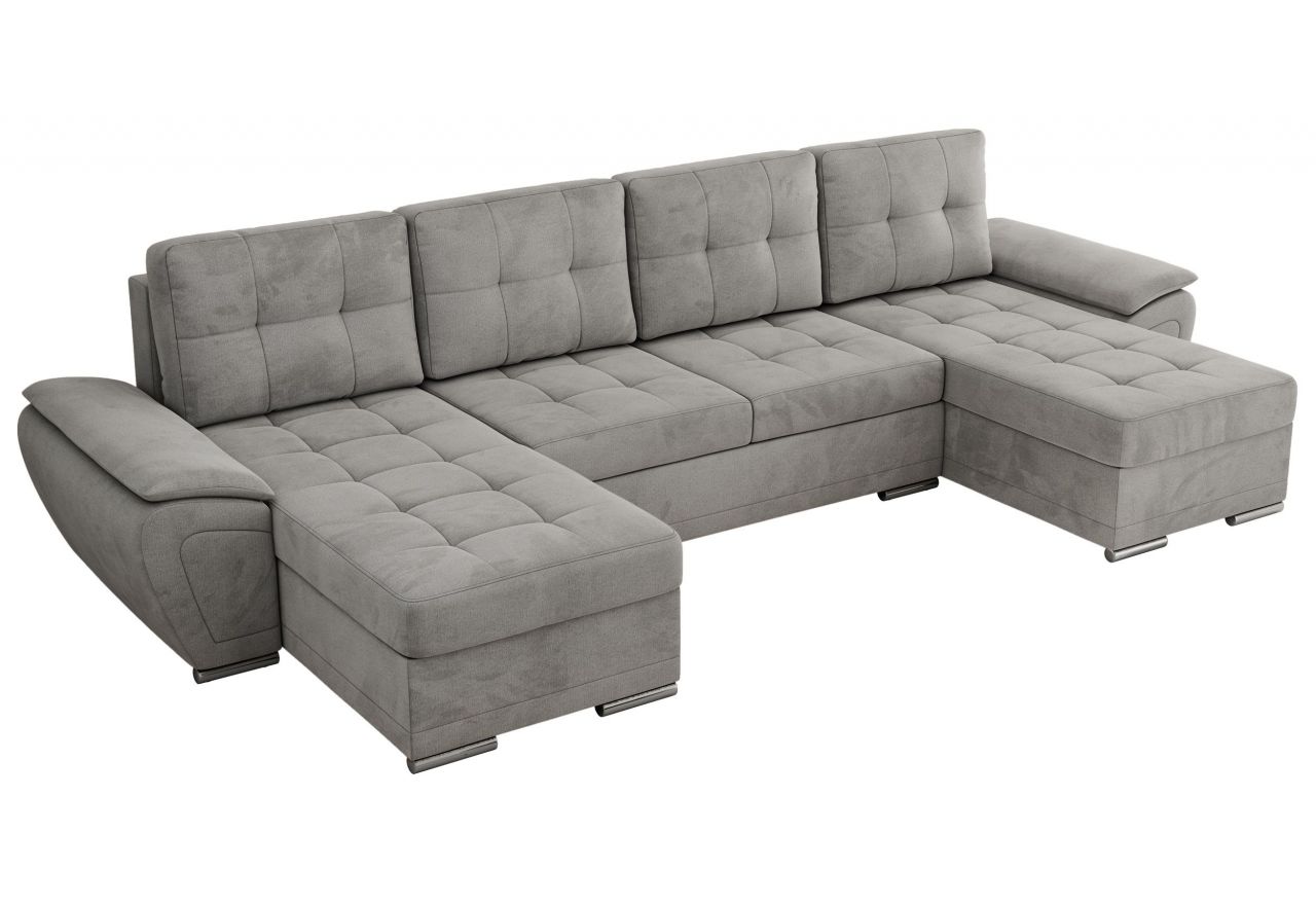 Narożnik UMBRIA U - uniwersalny - jasnoszary, welwet