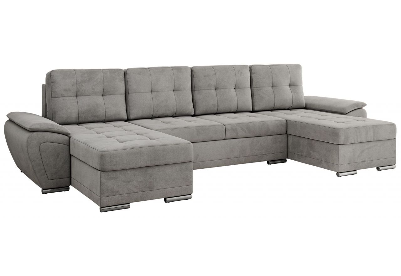 Narożnik UMBRIA U - uniwersalny - jasnoszary, welwet