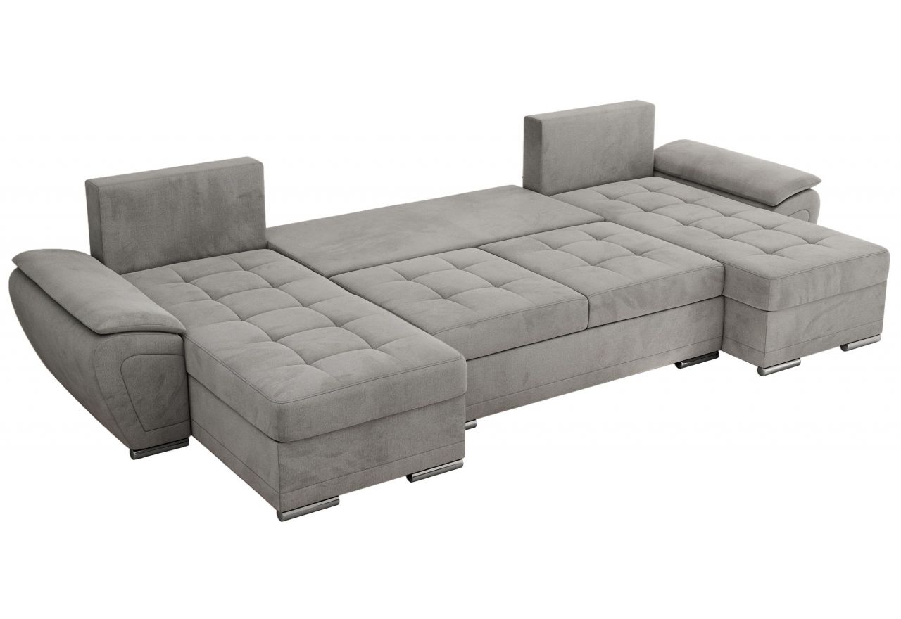 Narożnik UMBRIA U - uniwersalny - jasnoszary, welwet