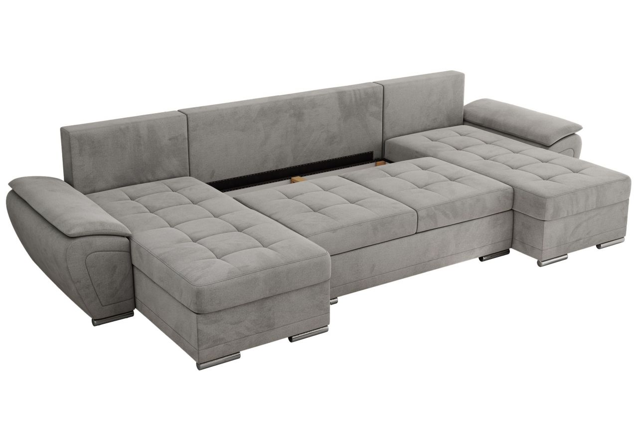 Narożnik UMBRIA U - uniwersalny - jasnoszary, welwet