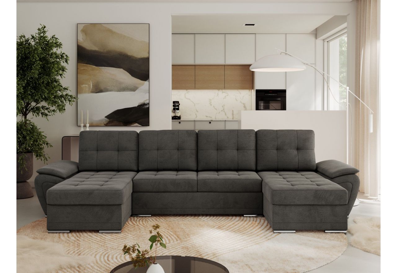 Narożnik UMBRIA U - uniwersalny - ciemnoszary, welwet