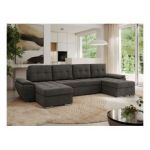 Narożnik UMBRIA U - uniwersalny - ciemnoszary, welwet