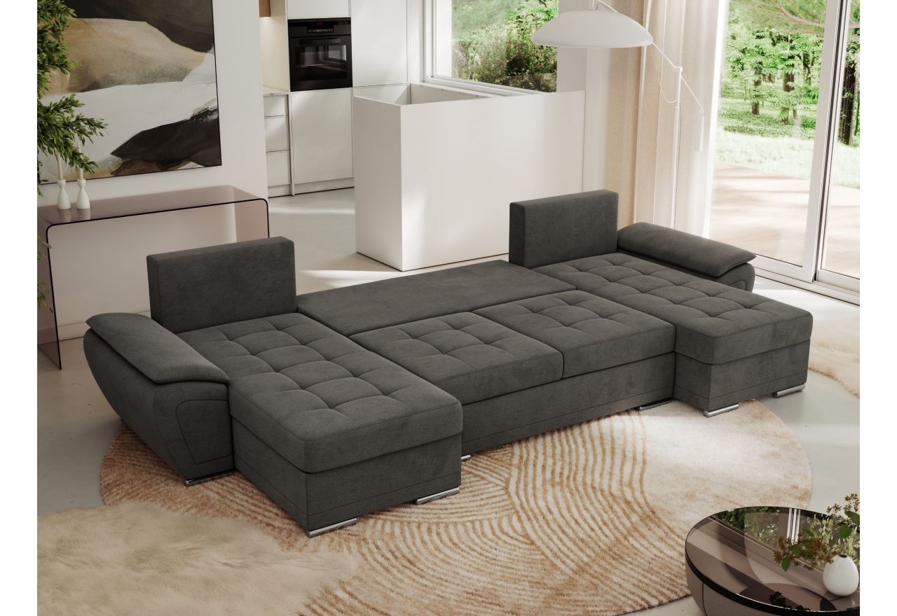 Narożnik UMBRIA U - uniwersalny - ciemnoszary, welwet