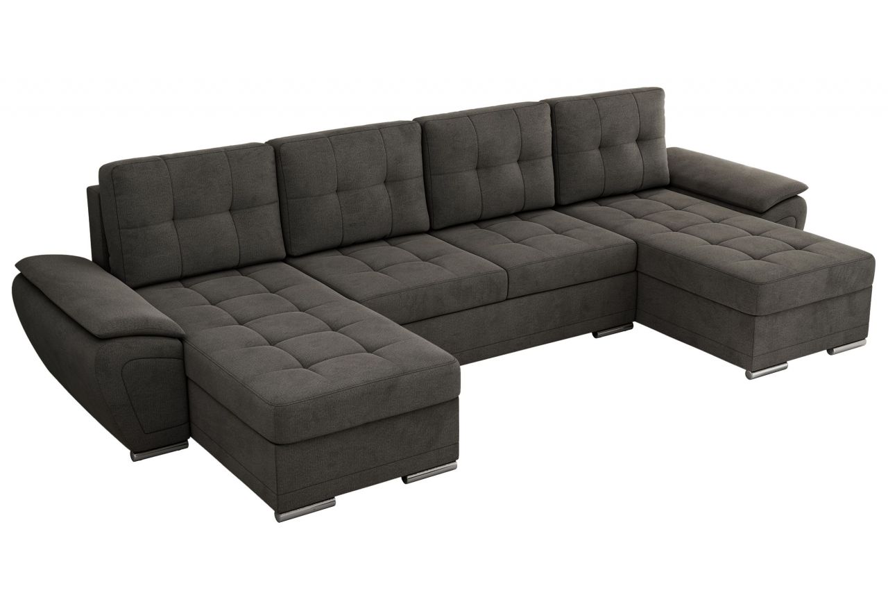 Narożnik UMBRIA U - uniwersalny - ciemnoszary, welwet