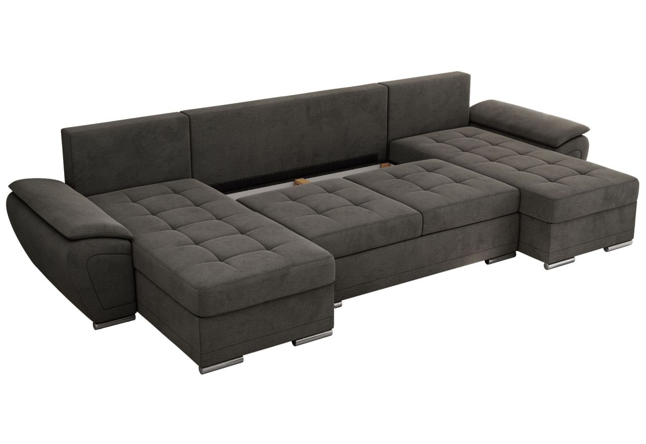 Narożnik UMBRIA U - uniwersalny - ciemnoszary, welwet