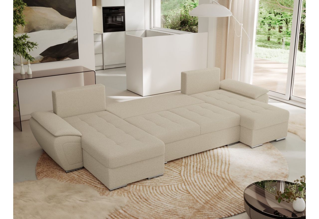 Narożnik UMBRIA U - uniwersalny - kremowy, boucle