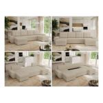 Narożnik UMBRIA U - uniwersalny - kremowy, boucle