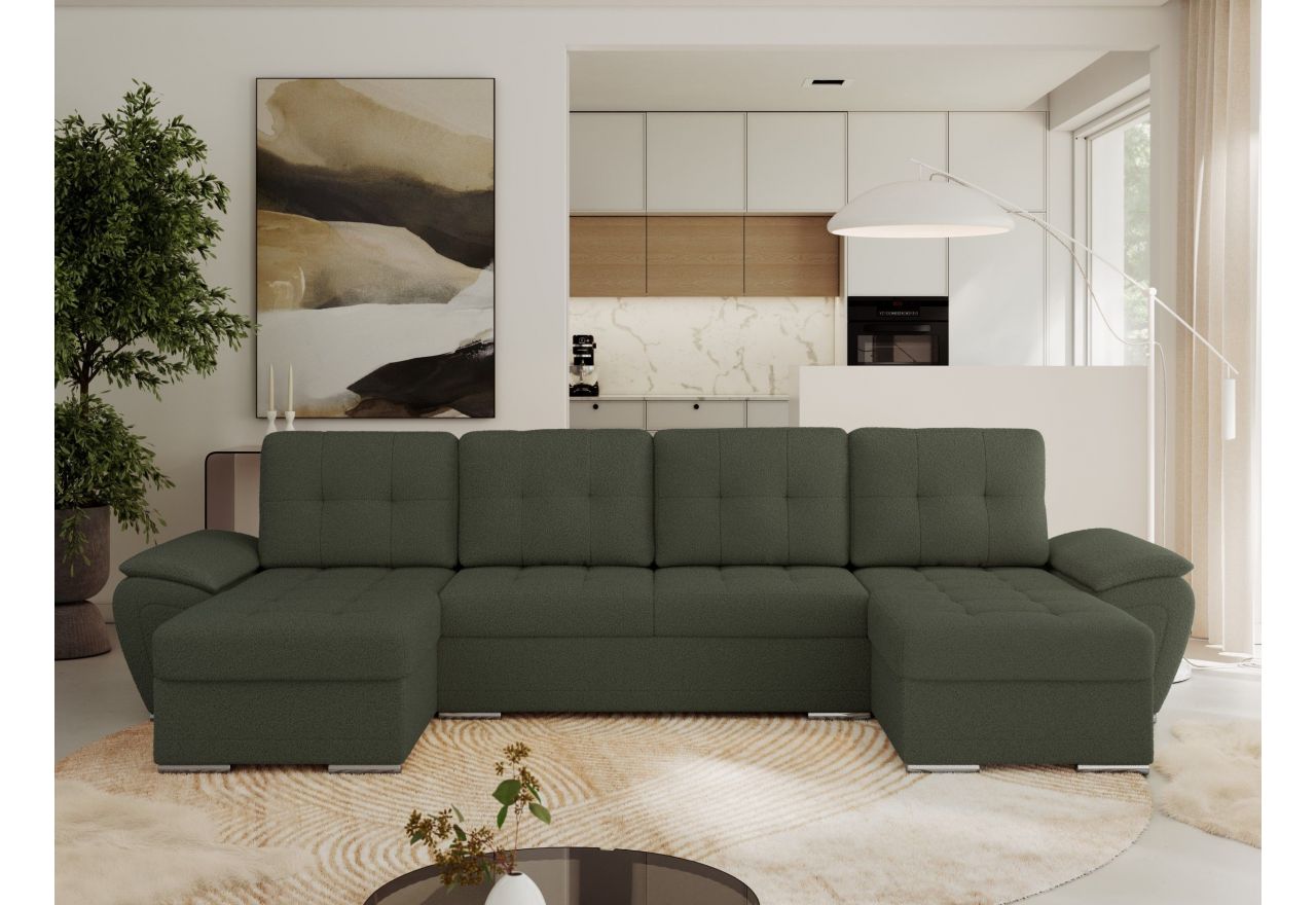 Narożnik UMBRIA U - uniwersalny - zielony, boucle