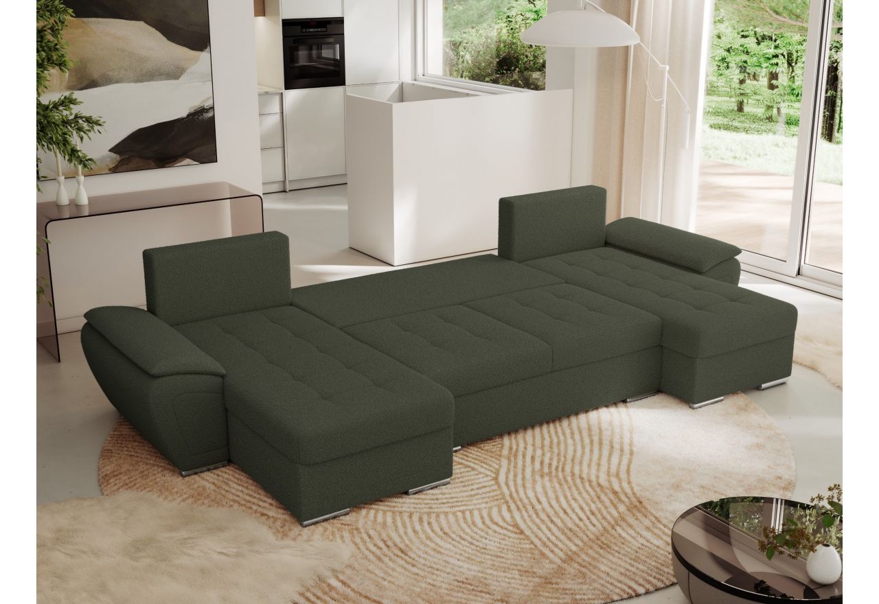 Narożnik UMBRIA U - uniwersalny - zielony, boucle