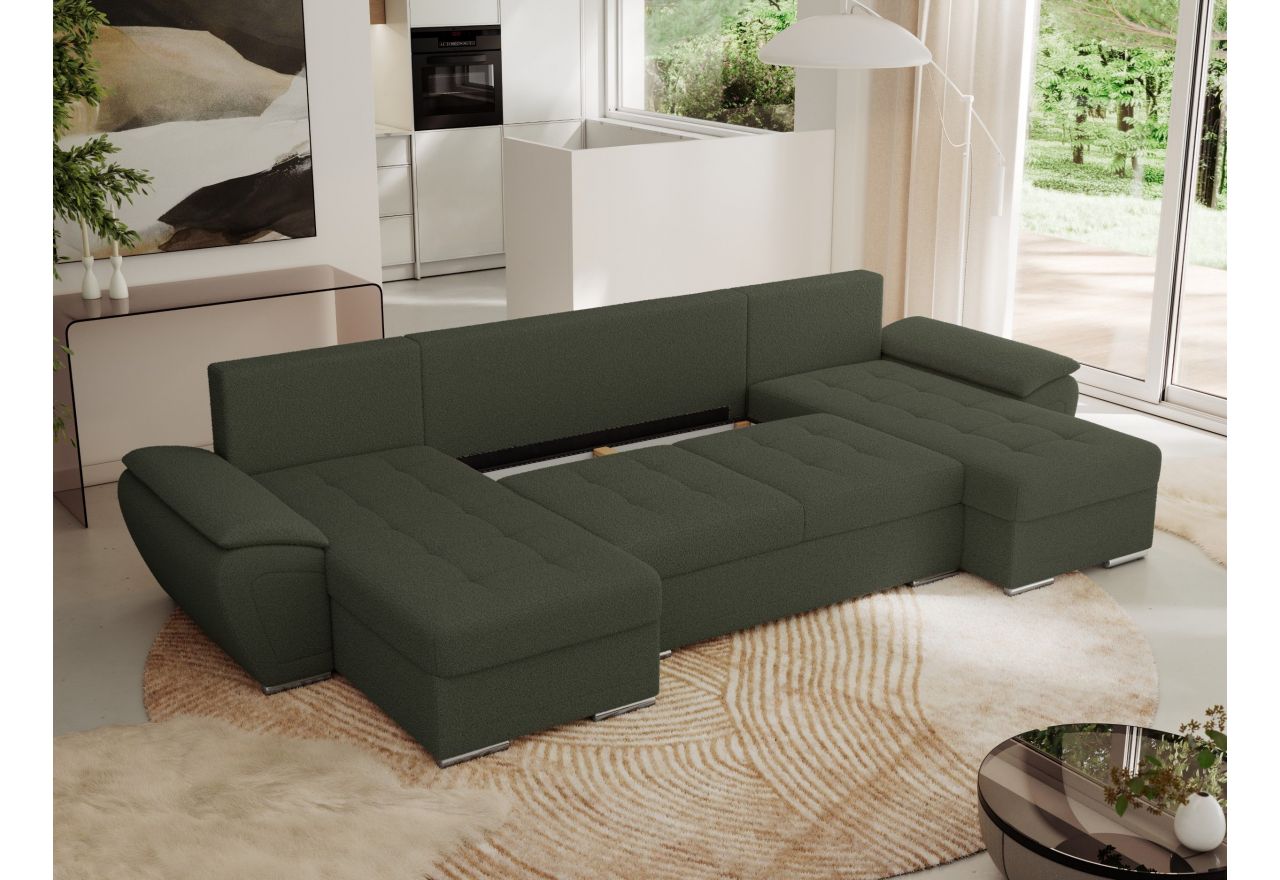 Narożnik UMBRIA U - uniwersalny - zielony, boucle