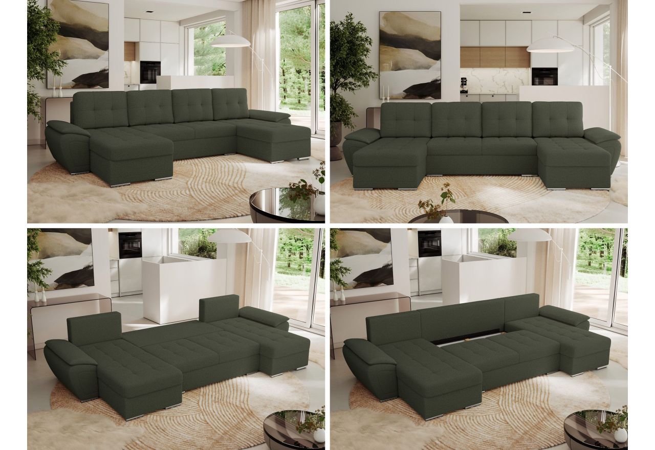 Narożnik UMBRIA U - uniwersalny - zielony, boucle