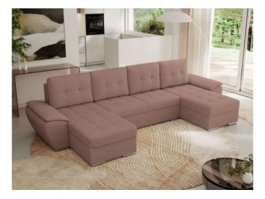 Narożnik UMBRIA U - uniwersalny - różowy, boucle