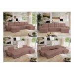 Narożnik UMBRIA U - uniwersalny - różowy, boucle