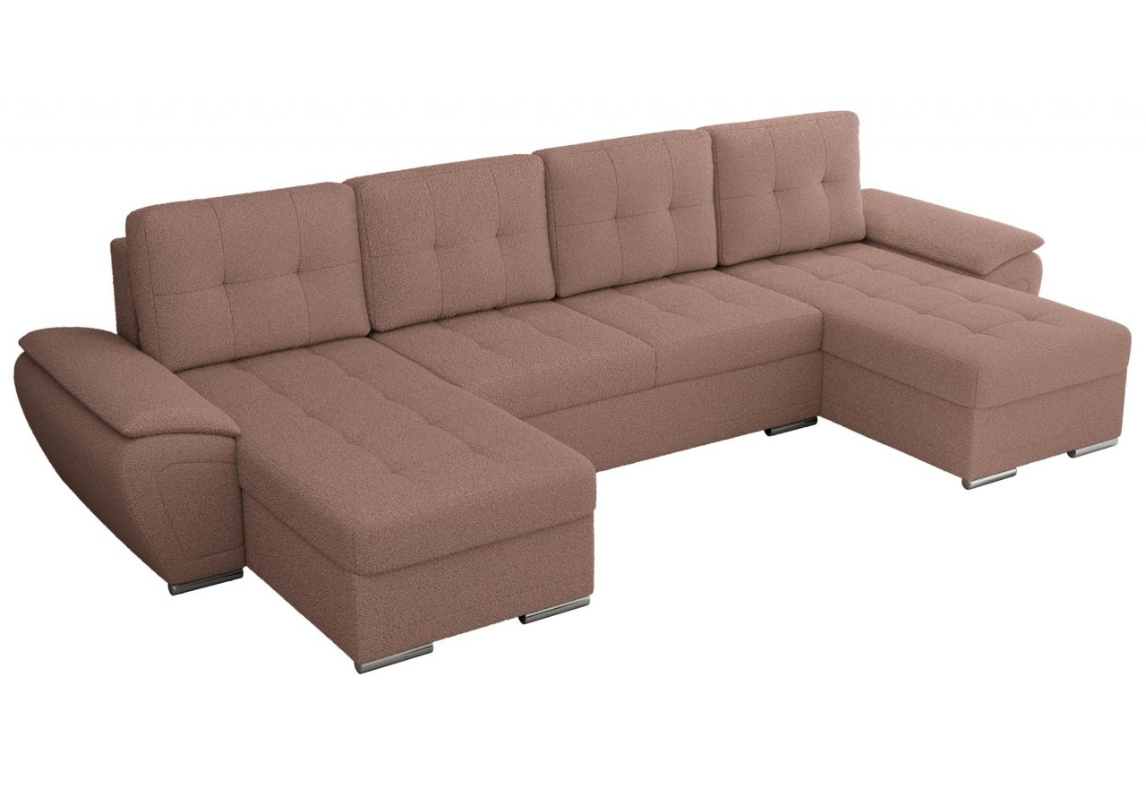 Narożnik UMBRIA U - uniwersalny - różowy, boucle