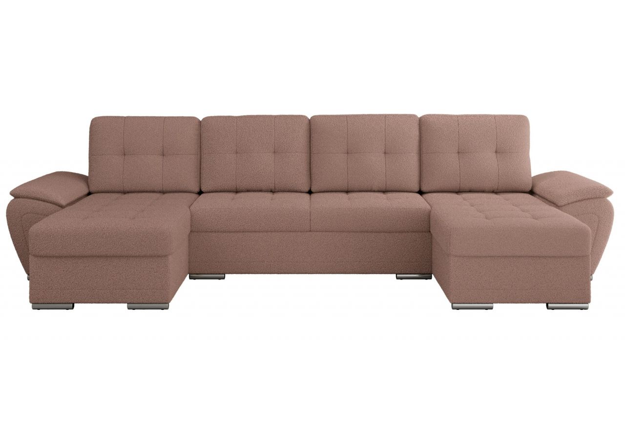 Narożnik UMBRIA U - uniwersalny - różowy, boucle