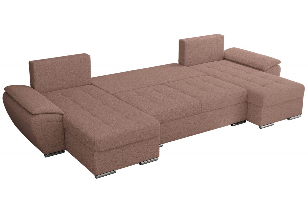 Narożnik UMBRIA U - uniwersalny - różowy, boucle