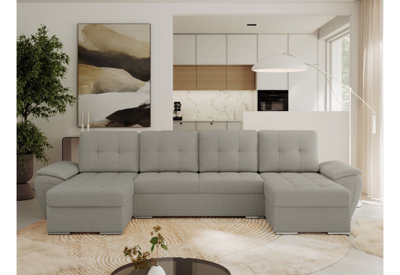 Narożnik UMBRIA U - uniwersalny - jasnoszary, boucle